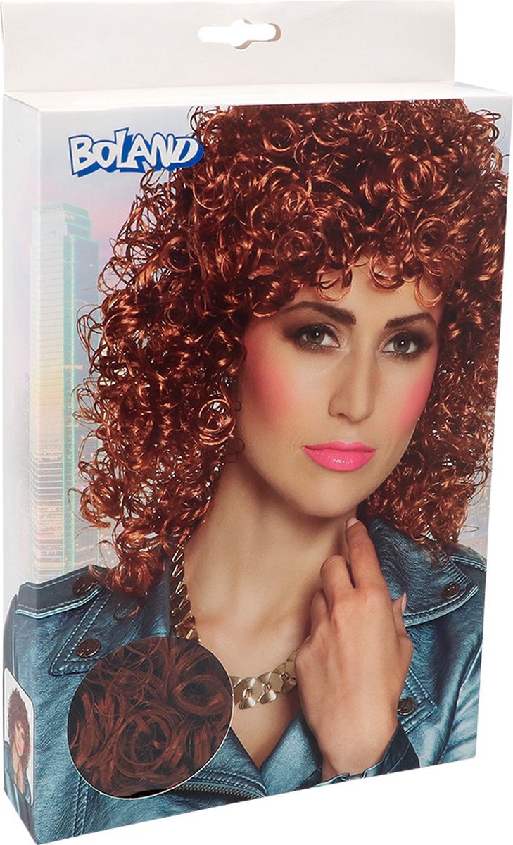 Boland - Pruik Club bruin Bruin - Krullen - Halflang - Vrouwen - - 80's & 90's - Disco — afbeelding 2