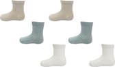 6 paar jongens sokken - Groen - Beige - Crème - Maat 3-6 mnd - 68