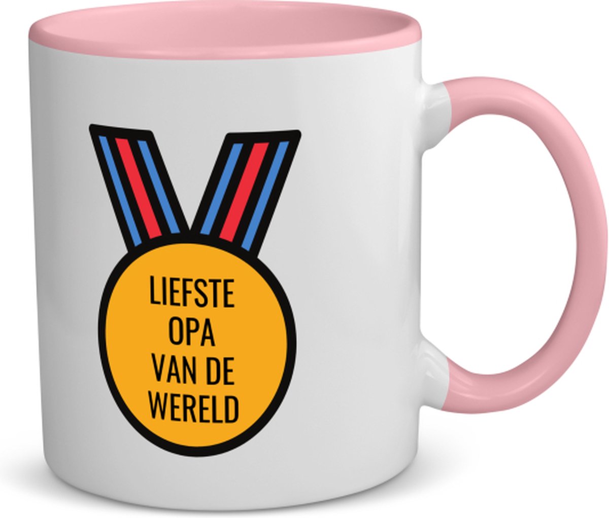 Akyol - liefste opa van de wereld koffiemok - theemok - roze - Opa - de liefste opa - verjaardagscadeau - verjaardag - cadeau - cadeautje voor opa - opa artikelen - kado - geschenk - gift - 350 ML inhoud