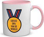 Akyol - liefste opa van de wereld koffiemok - theemok - roze - Opa - de liefste opa - verjaardagscadeau - verjaardag - cadeau - cadeautje voor opa - opa artikelen - kado - geschenk - gift - 350 ML inhoud