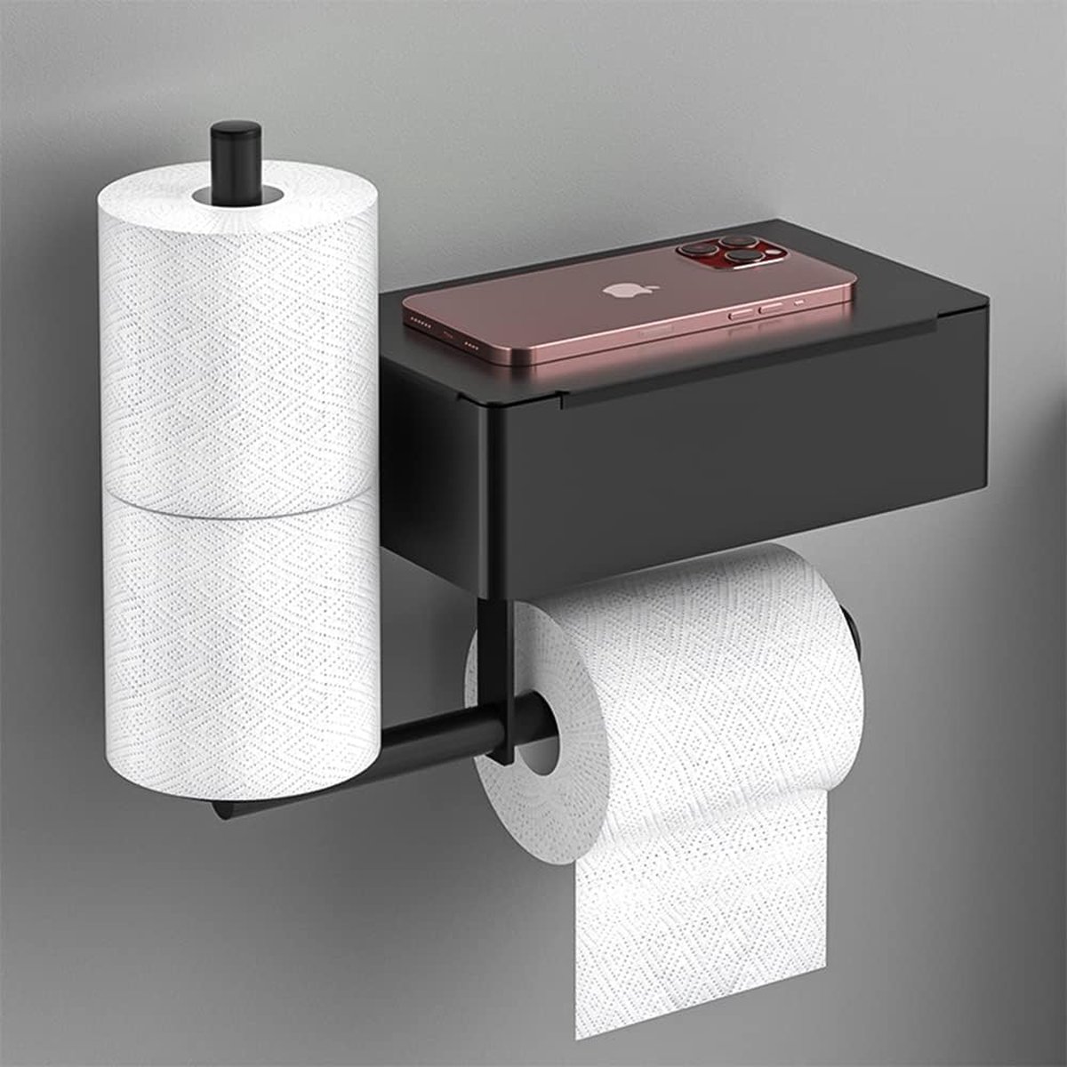 VDN Stainless porte-rouleau de papier toilette noir - Porte-rouleau de  rechange - Acier inoxydable - Suspendu