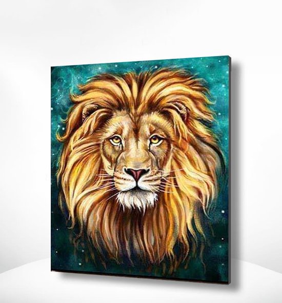 Painting Expert® Schilderen op nummer Volwassenen – Schilderen op nummer Kinderen – Portret Leeuw – 40x50cm – Exclusief Lijst (24 kleurtjes)