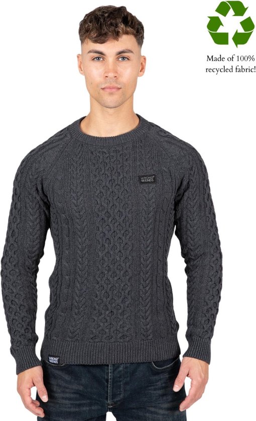 CORBY CABLE KNIT SWEATER - DARK GREY M