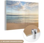 MuchoWow® Glasschilderij 180x120 cm - Schilderij acrylglas - Strand - Water - Wolken - Foto op glas - Schilderijen