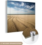 MuchoWow® Glasschilderij 50x50 cm - Schilderij acrylglas - Europa - Strand - Wolken - Foto op glas - Schilderijen
