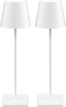 2 pièces - Lampe de table rechargeable - Intensité variable - Aluminium - Lampe de bureau - Etanche - 38CM - Wit