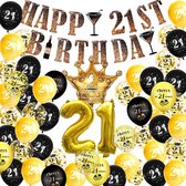 FeestmetJoep® 21 jaar verjaardag versiering & ballonnen - Goud & Zwart