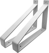Maison DAM 2x Klassieke Plankdragers - Wandsteunen – Voor een plank 30cm – Wit - incl. bevestigingsmateriaal + schroefbit
