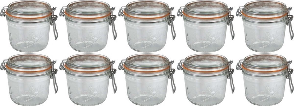 Le Parfait Voorraad/weckpot - 10x - glas - transparant - 10,5 x 10 cm - 500 ml