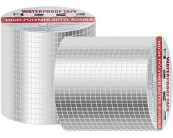 Waterdichte tape 5 m x 10 cm, afdichtingstape, zelfklevend, afdichtband, douche, butylrubber ​Aluminiumfolie afdichtband, voor daklekkage, oppervlaktescheuren, vensterbankspleet, buisbreuk