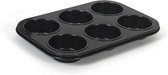 Set van 2x stuks muffin bakvorm/bakblik rechthoek 27 x 19 x 3 cm zwart voor 12 stuks - Springvormen