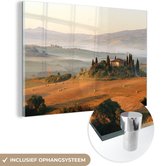 MuchoWow® Glasschilderij 30x20 cm - Schilderij acrylglas - Toscane - Landschap - Italië - Foto op glas - Schilderijen