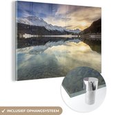 MuchoWow® Peinture sur Verre - Lac de Montagne en Hiver Suisse - 180x120 cm - Peintures sur Verre Peintures - Photo sur Glas