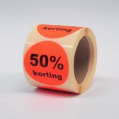 50% Korting stickers op rol - 225 per rol - 50mm rood