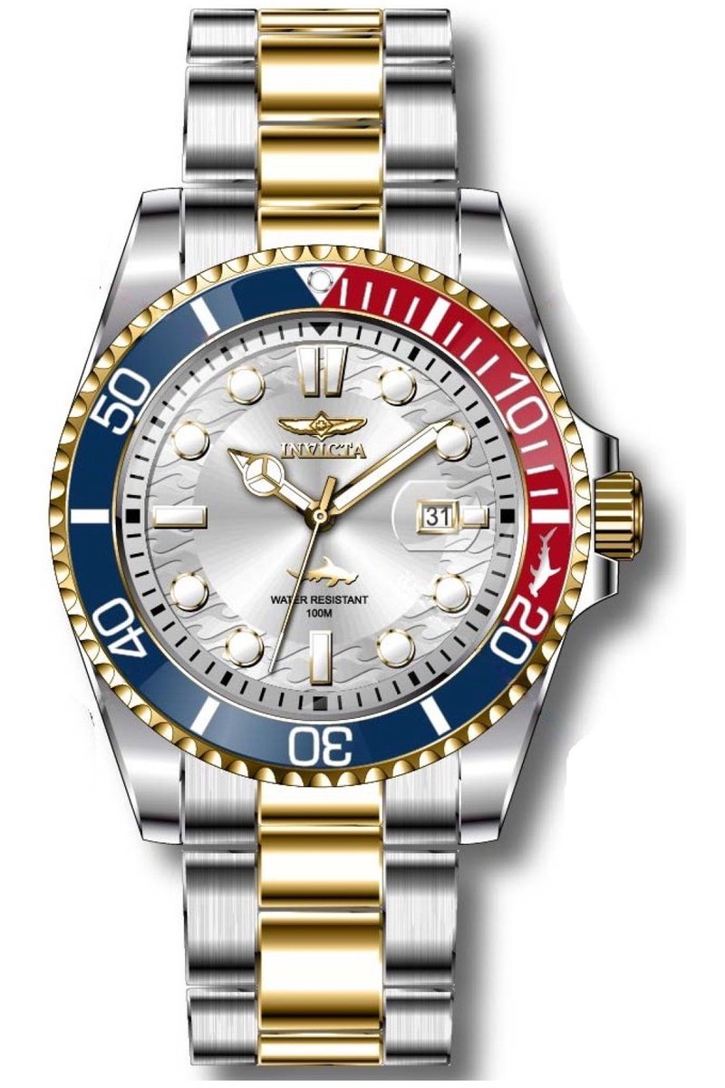 Invicta Pro Diver 44710 Heren Horloge - Waterdicht - Analoog - Quartz Uurwerk - Roestvrij Staal met zilveren Wijzerplaat - 43mm