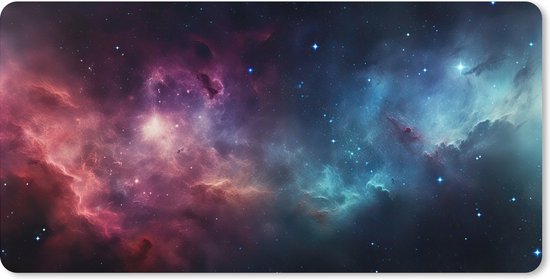 Muismat 90x45 cm - Bureaumat gaming galaxy - Computer en gameroom accessoires blauw - Muis en bureau mat onderlegger - Game room - Slaapkamer decoratie - Bureaulegger desktop xl - Mousepad xxl - Muismatten office desk anti slip