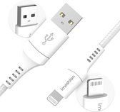 iMoshion Geschikt voor Lightning naar USB A Kabel - 0.25 meter - Oplaadkabel geschikt voor iPhone 11/12/13/14 - Stevig gevlochten materiaal - Wit