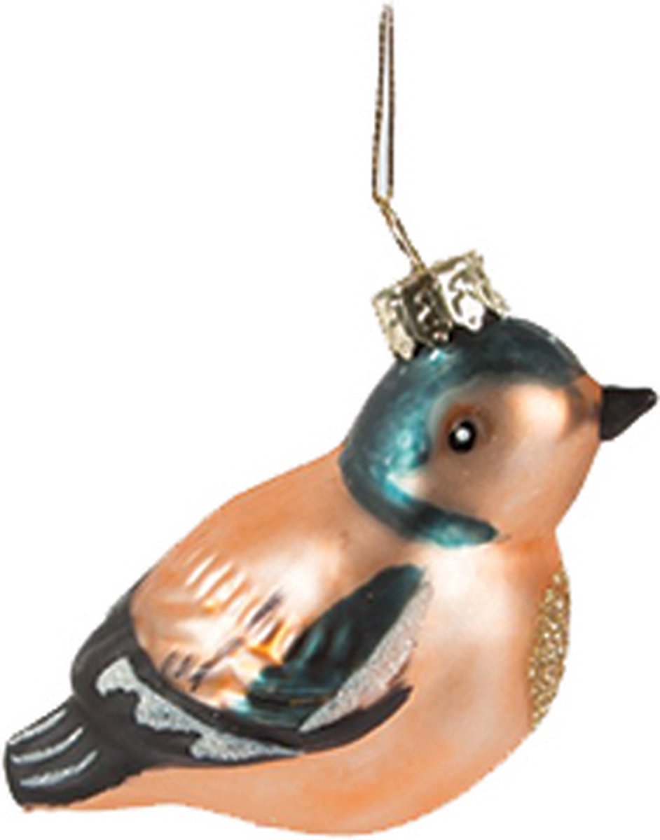 Bruin-blauw Brits vogeltje kerstbal - Sass & Belle