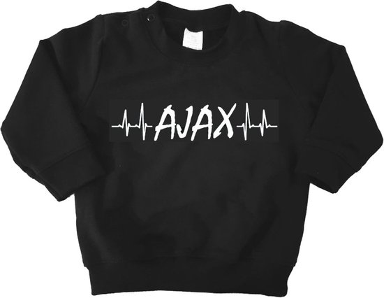 Mooie Baby Trui Sweater "Hartslag AJAX" Amsterdam Zwart/wit Met Lange Mouwen Warm Maat 86 Unisex