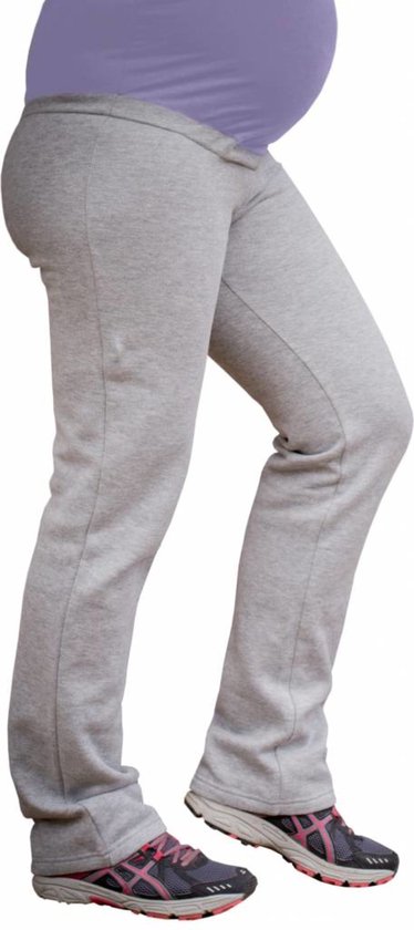 active mama - vêtements de sport de maternité - Pantalon de yoga de maternité - avec système de réglage - gris avec accent violet - taille s
