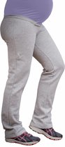 active mama - zwangerschapssportkleding - Zwangerschaps Yogabroek - met verstelsysteem - grijs met paars accent - maat s