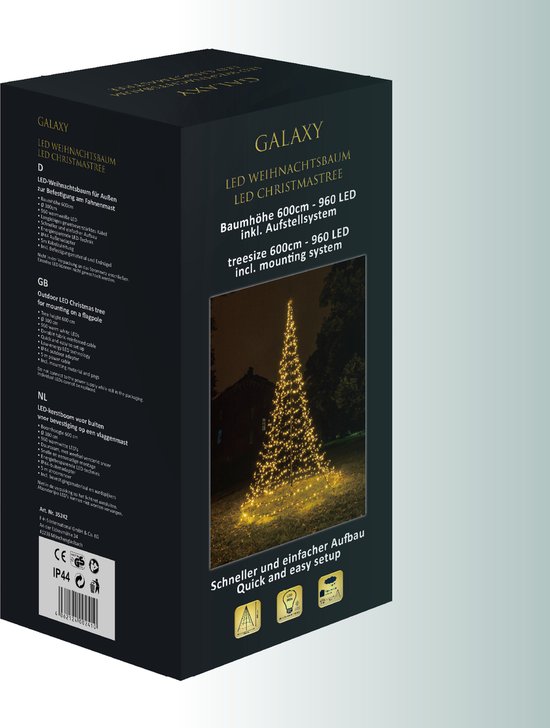 Galaxy LED Kerstboom - Vlaggenmast Verlichting - 6 Meter - Warm wit - 960 LED - Galaxy