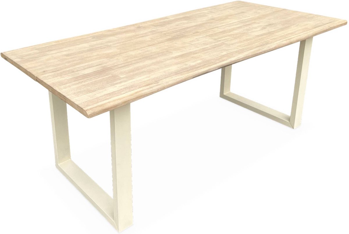 sweeek - Houten tafel binnen / buiten 180cm, salta, 6 zitplaatsen, acaciahout en staalstructuur