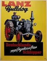 Lanz bulldog tractor Deutschlands schlepper Reclamebord van metaal 33 x 25 cm METALEN-WANDBORD - MUURPLAAT - VINTAGE - RETRO - HORECA- BORD-WANDDECORATIE -TEKSTBORD - DECORATIEBORD - RECLAMEPLAAT - WANDPLAAT - NOSTALGIE -CAFE- BAR -MANCAVE