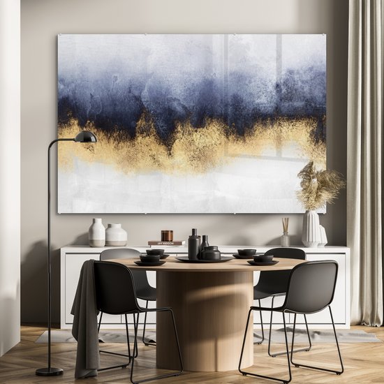 MuchoWow® Peinture sur verre 180x120 cm - Peinture sur verre acrylique - Abstrait - Or - Luxe - Photo sur verre - Peintures