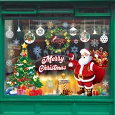 - Autocollants de fenêtre de Noël grands - Sapin de Noël du Père Noël - Coffret cadeau flocon de neige Autocollants de Noël double face réutilisables - Autocollants de fenêtre en PVC pour décoration de Noël (rouge et vert)