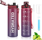 Drinkfles 0,7 l, lekvrij, drinkfles, geschikt voor koolzuurhoudende dranken, BPA-vrij, sportfles, tijdmarkering voor fiets, fitness, wandelen, outdoor