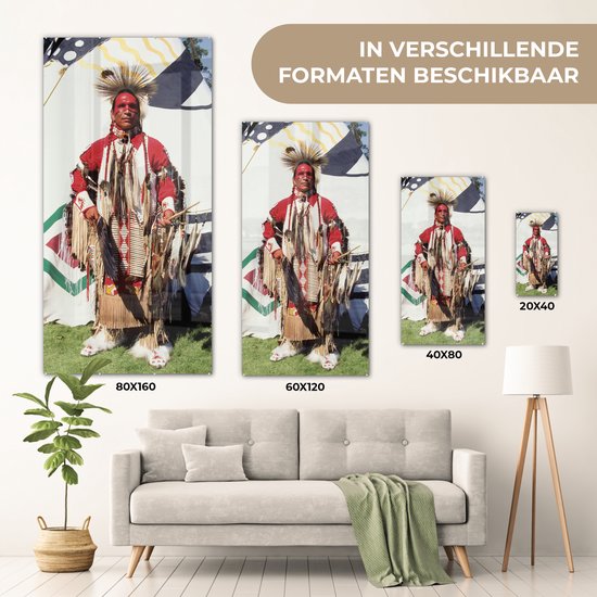 Peinture sur verre - Un Indien devant un tipi - 20x40 cm - Peintures sur Verre Peintures - Photo sur Glas