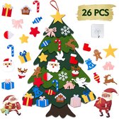 Doe-het-zelf kerstboom, 100 cm hoog vilt kerstboomset editie 27 stuks ornamenten wanddecoratie voor kinderen, kerstcadeau, kerstspel, huisdeur, wanddecoratie