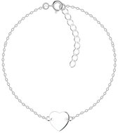 Joy|S - Zilveren hartje armband - 15 cm + 3 cm extension