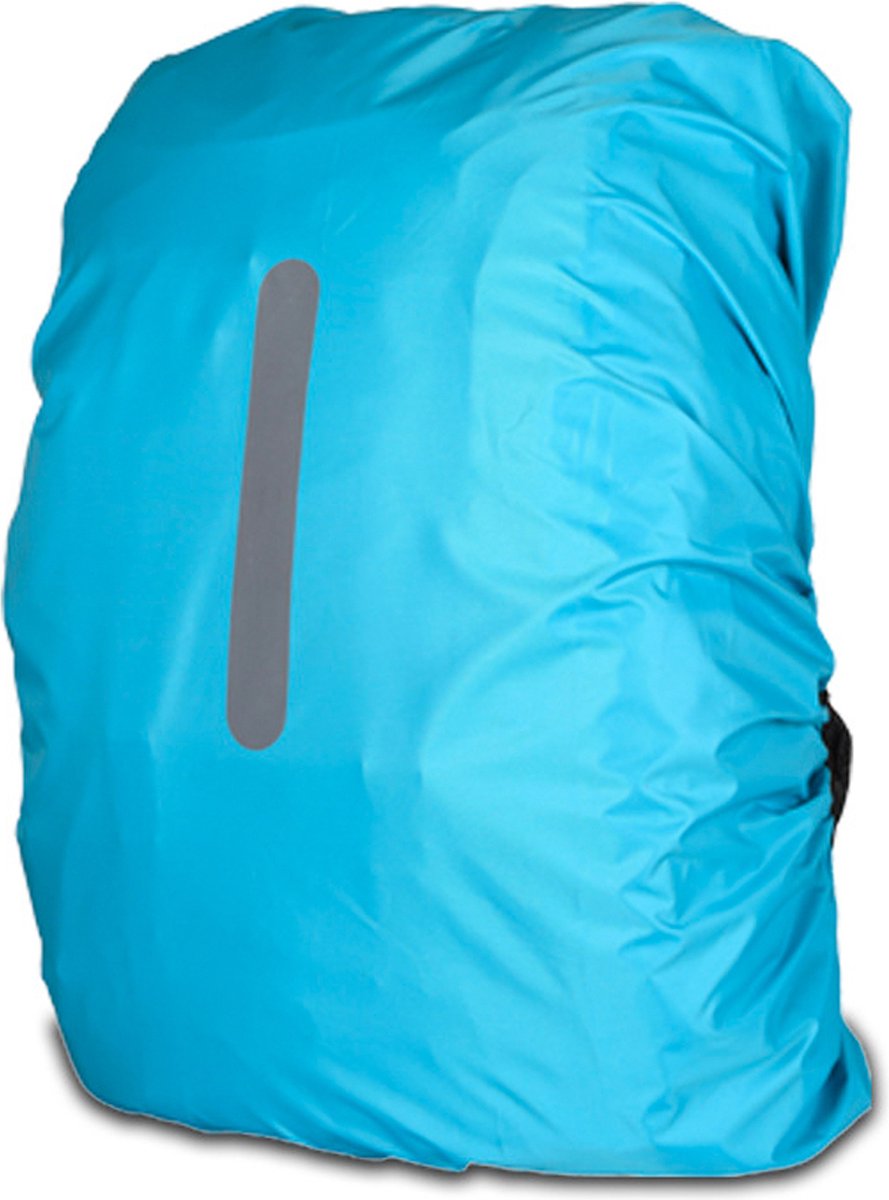 Waterdichte Rugzak Hoes - Reflecterende Regenhoes - 40 t/m 50 Liter - Lichtblauw - Maat L