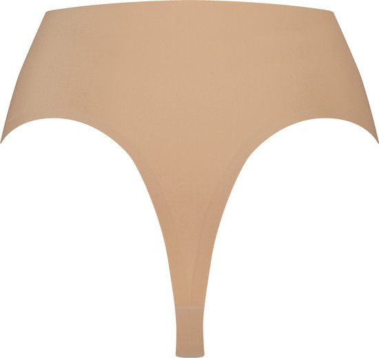 Nude string met brede tailleband.