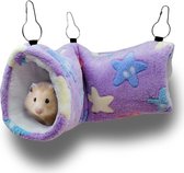 Cavia Fret Rat Hangmat - Cavia Hangtunnel Bed voor huisdier, hangmat voor kleine dieren Hamster Chinchilla Glider Fret Hideout Slaapkooi Accessoires, Paars