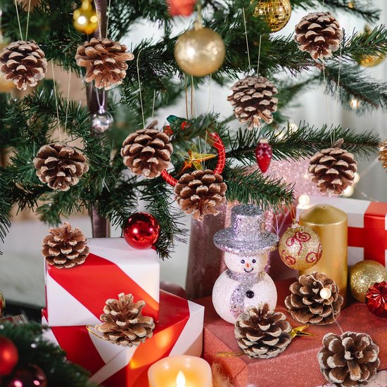 18 Pendentifs Pommes De Pin Dorés - Décoration Naturelle Pour Sapin De Noël, Guirlandes Et DIY