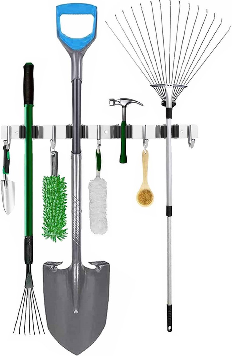 SODEAL Luxe Bezemhouder - Opbergsysteem - Bezem ophangsysteem - Ophanghaken - Tuingereedschap - Gereedschap opbergen - Zwart