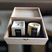 BAM bougies parfumées gardénia dans une boîte en bois - coffret cadeau avec 2 bougies - cadeau