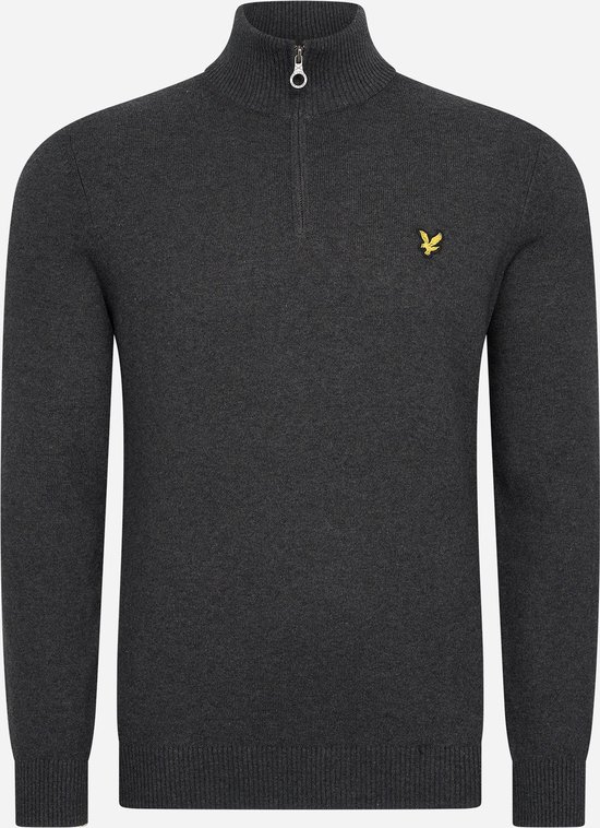 Lyle & Scott Cotton Merino Quarter Zip Jumper Pulls & Gilets Homme - Pull - Sweat à capuche - Cardigan - Gris foncé - Taille S