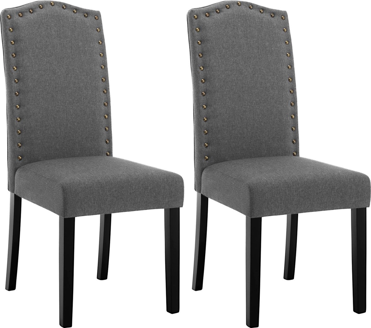 BukkitBow - Eetkamerstoelen Linnen met Hoge Rugleuning en Sierknopen (45-52CM Hoog) - Donker Grijs