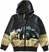 Kinder vest met John Deere tractor trekker Kleur donkergrijs maat 92