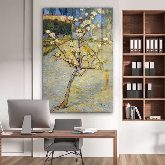 MuchoWow® Peinture sur verre 100x150 cm - Peinture sur verre acrylique - Poirier en fleur - Vincent van Gogh - Photo sur verre - Peintures