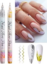 GUAPÀ® Nail Art Pen | Graffiti Stiften voor Nail Art | Nagel Decoratie | Goud & Zilveren Nagel Stift | Nail Art Vormen | Nagelversiering | 2 Nail Art Stiften