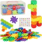 Playos® - Constructiespeelgoed - Wafels - 100 delig - in Opbergkoffer - met Stickers - Educatief Speelgoed - Open Ended - Montessori Speelgoed - Bouwblokken - Bouwstenen