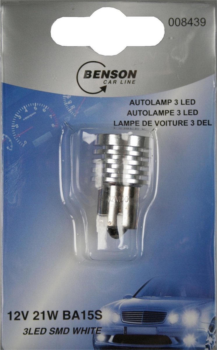 Benson Autolamp - LED - 12 Volt - 21 Watt - 3 LED Smd White BA15S