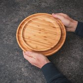 pandoo Assiettes 100 % bambou, assiettes rondes en bois, assiettes en bambou, décoration en bambou, assiettes plates, vaisselle en bambou, service de table, assiettes en bois, assiettes réutilisables, lot de 3 pièces (1 x 20 cm, 1 x 25 cm, 1 x