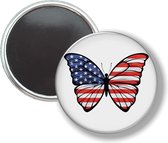 Button Met Magneet - Vlinder Vlag Amerika - NIET VOOR KLEDING