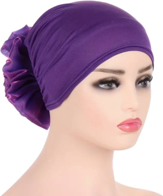 Hoofddoek voor Dames - Chemo Hoofddeksels Voorgeknoopte Set Geplooide Headwrap Sjaals Cap Hat - Groene Bloem